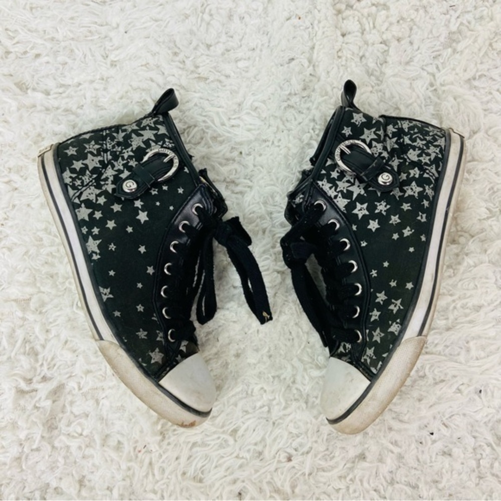 G BY Guess silver Starry star Black Kids High-Top canvas faux leather Sneakers